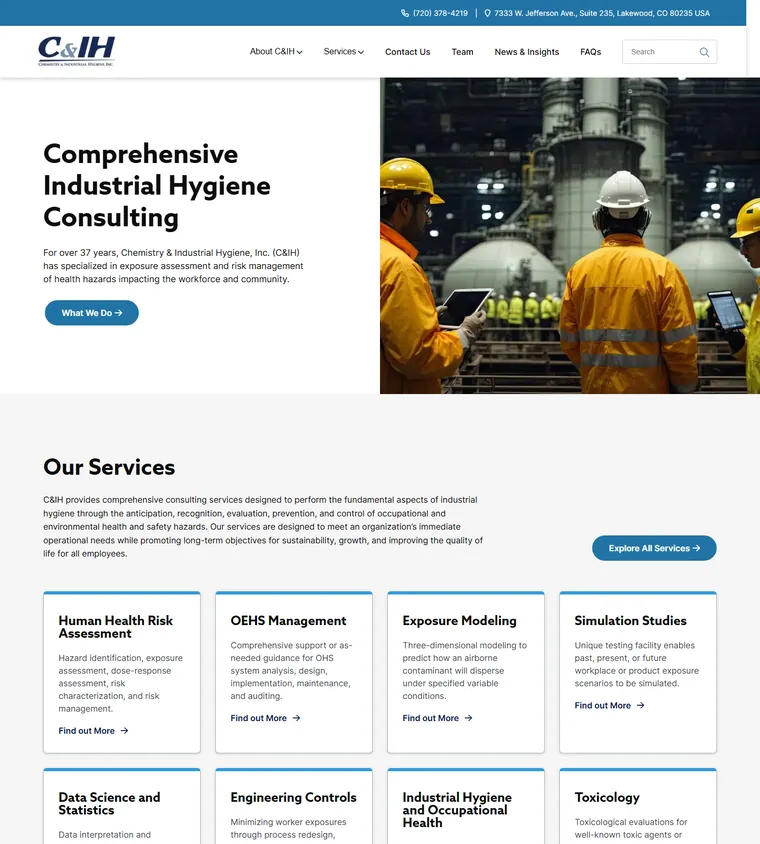 C&IH industrial hygiene consulting homepage