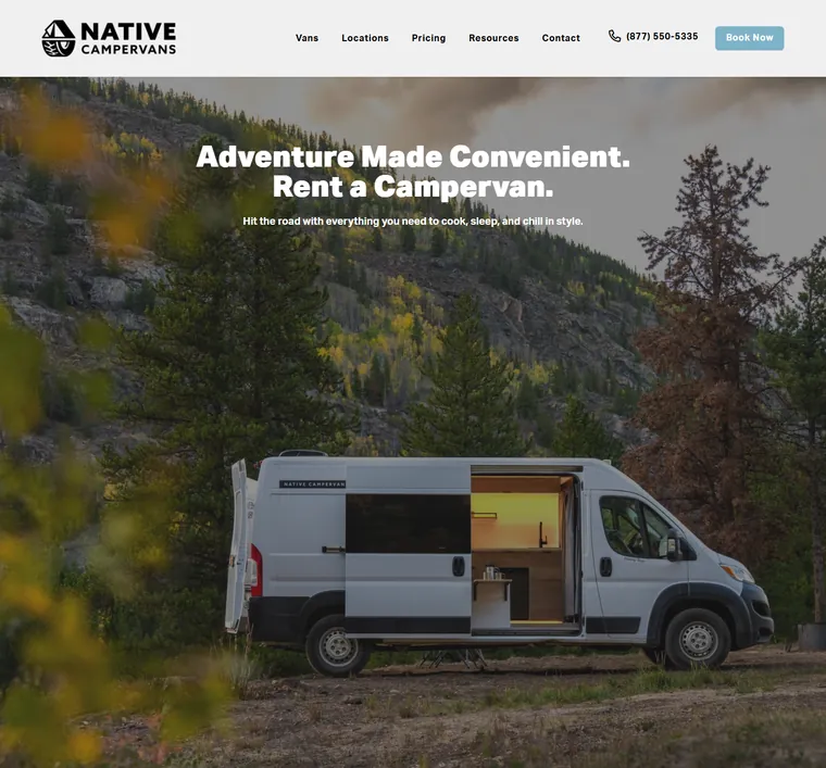 Native Campervans homepage