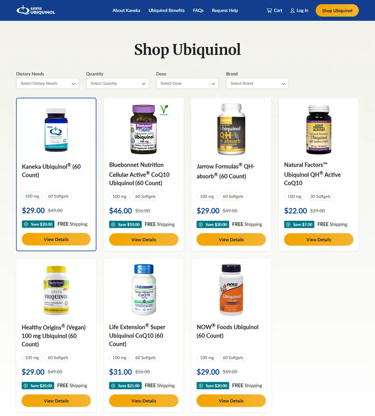 NewQ online shop for Kaneka Ubiquinol supplements