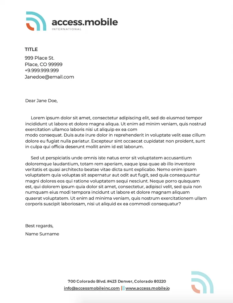access.mobile letterhead