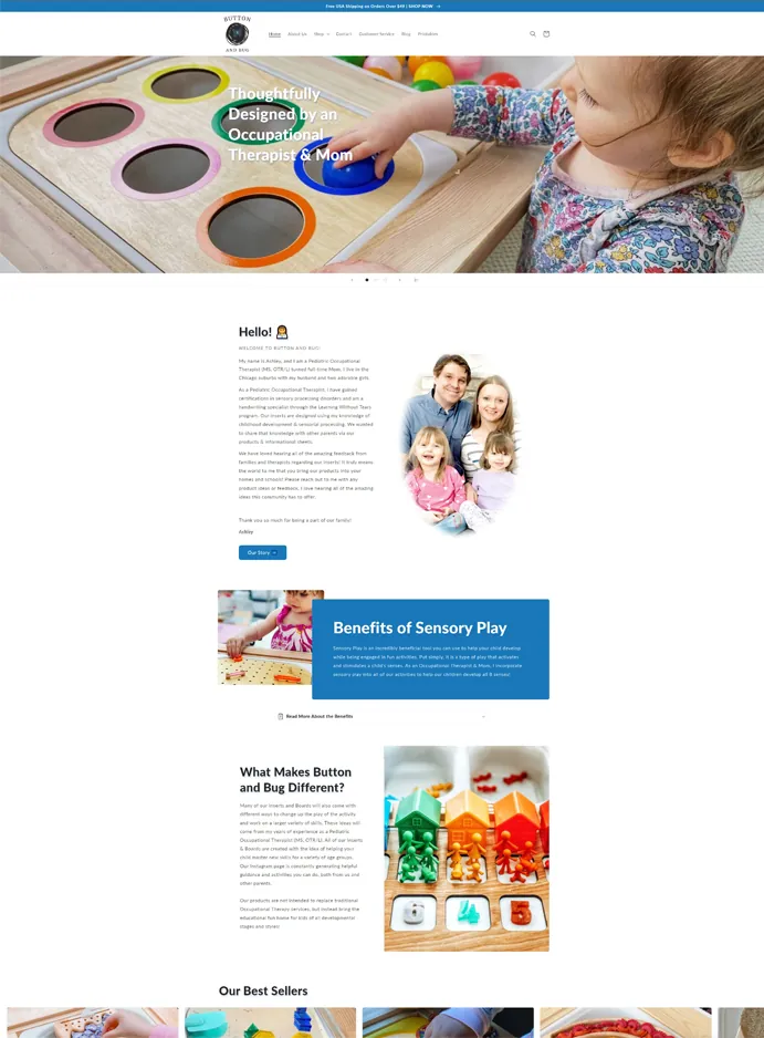Button & Bug Shopify storefront homepage