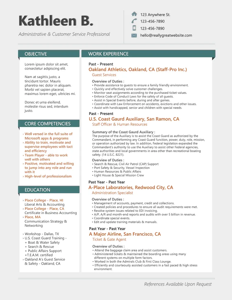 Kathleen's resume design
