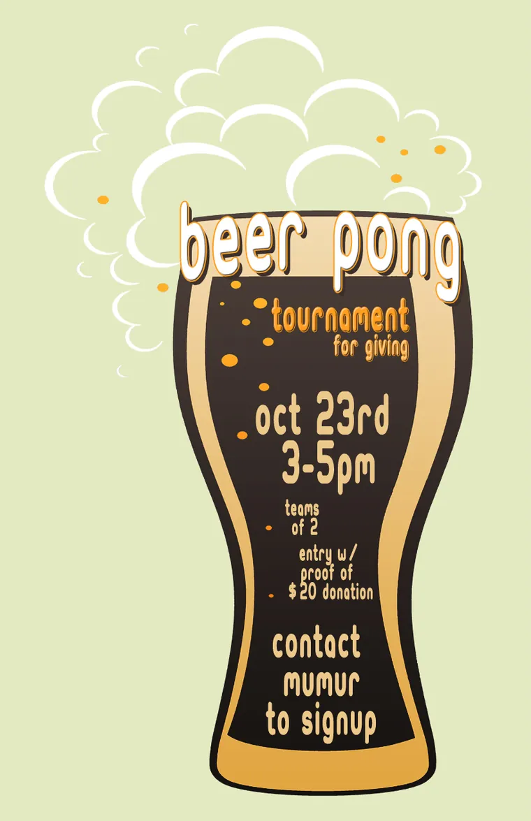 Beer pong tournament for giving poster