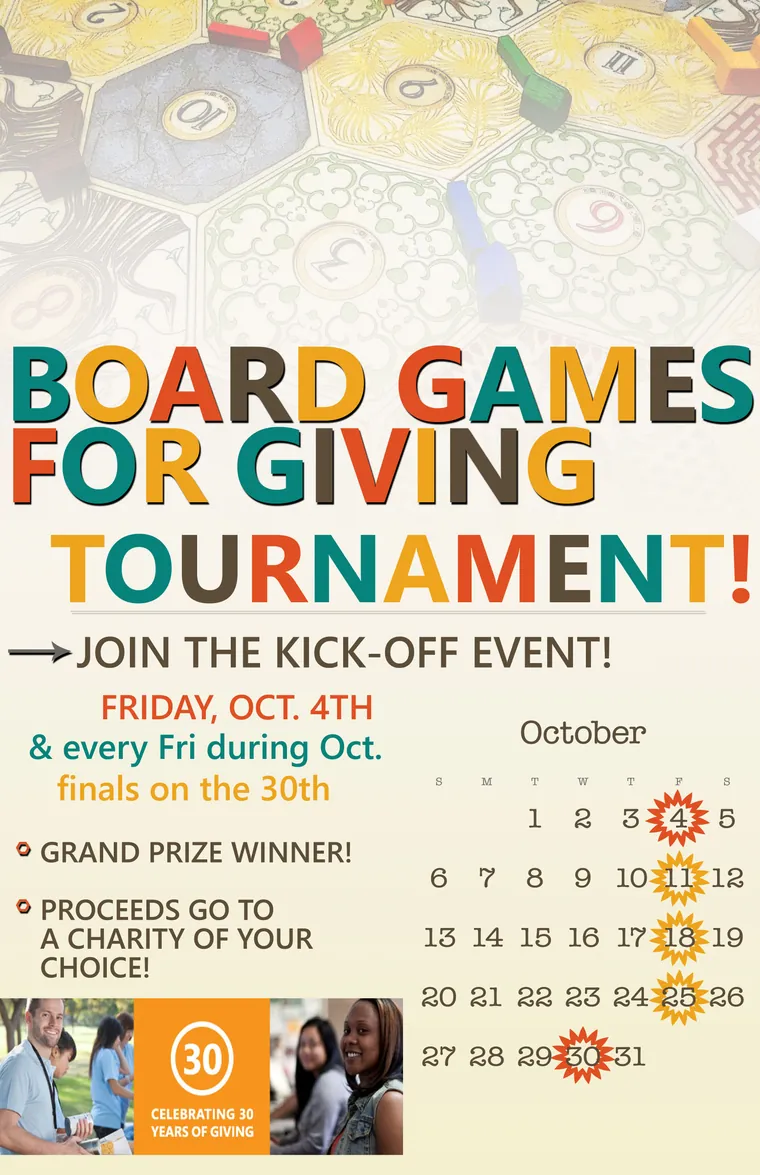 Board Games for Giving tournament poster