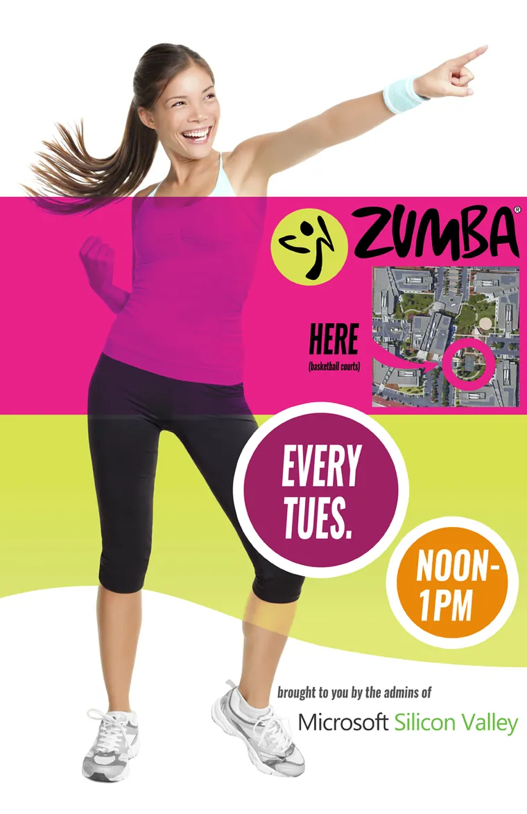 Zumba class poster for Microsoft Silicon Valley
