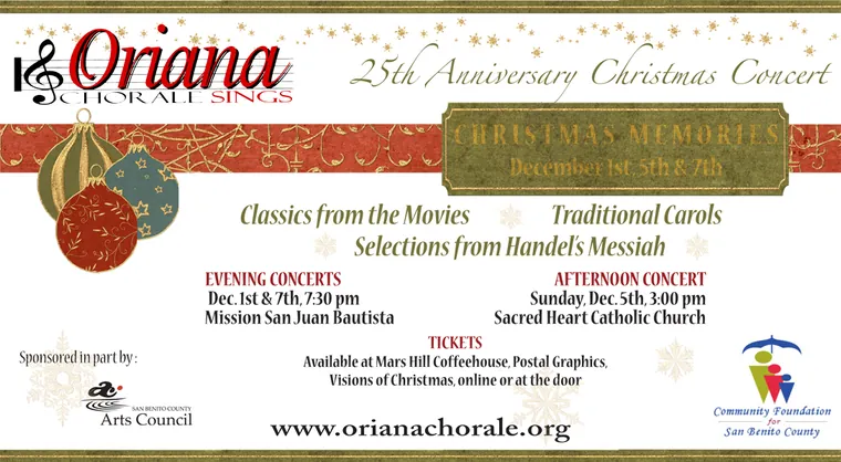 Oriana Chorale 25th anniversary Christmas concert graphic