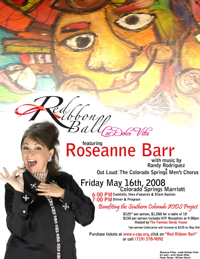 Red Ribbon Ball poster featuring Roseanne Barr