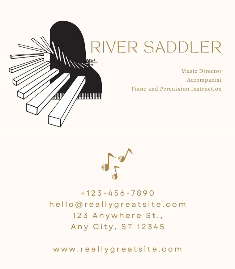 River Saddler music business card