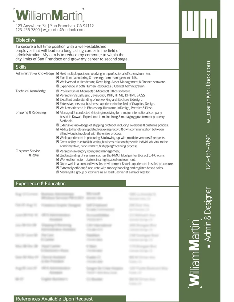 Will Martin's green resume design