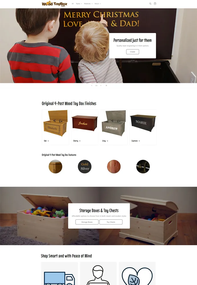 WoodToyBox storefront homepage